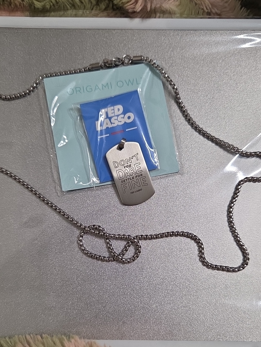 Origami Owl Silver Ted Lasso Pendant & Chain